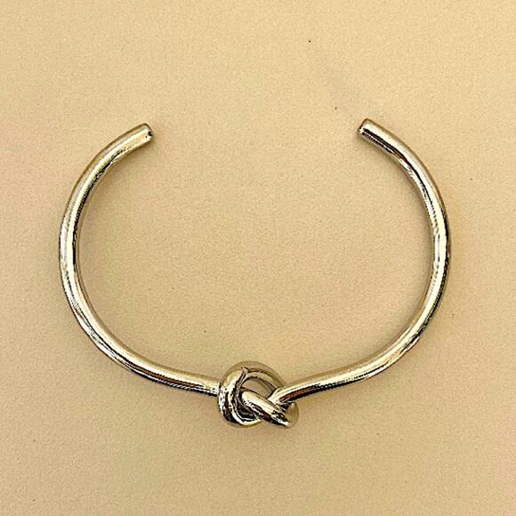 Tie Knot Silver Bangle Cuff Bracelet - Picture 5 of 8